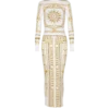 Long printed bodycon dress with Balmain Foulard pattern