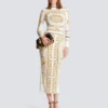 Long printed bodycon dress with Balmain Foulard pattern