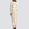 Long printed bodycon dress with Balmain Foulard pattern