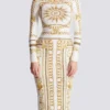 Long printed bodycon dress with Balmain Foulard pattern