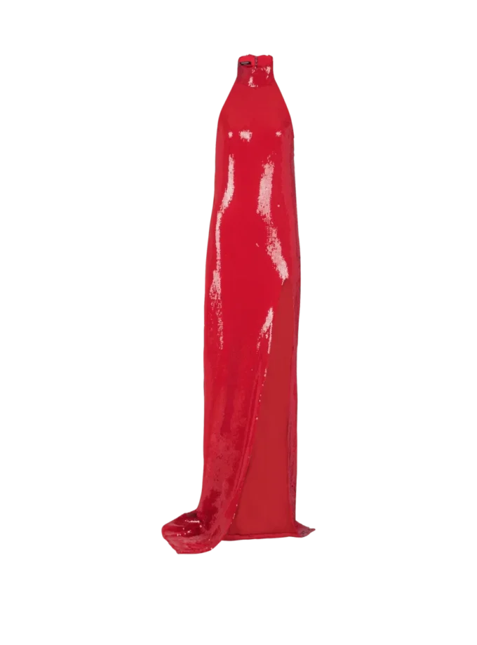 Long sequin halterneck dress