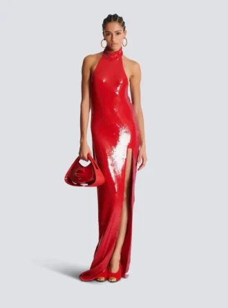 long sequin halterneck dress 2 330x446 - Long sequin halterneck dress