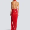 Long sequin halterneck dress