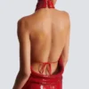 Long sequin halterneck dress