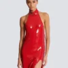 Long sequin halterneck dress