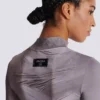 Long-sleeve high-neck draped print trompe-l’œil t-shirt
