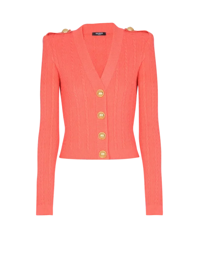 Long-sleeved cable-knit cardigan Long-sleeved cable-knit cardigan