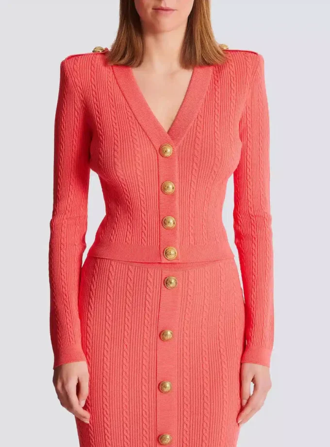 Long-sleeved cable-knit cardigan Long-sleeved cable-knit cardigan