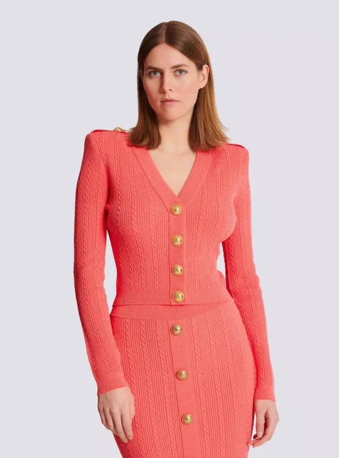 Long-sleeved cable-knit cardigan Long-sleeved cable-knit cardigan