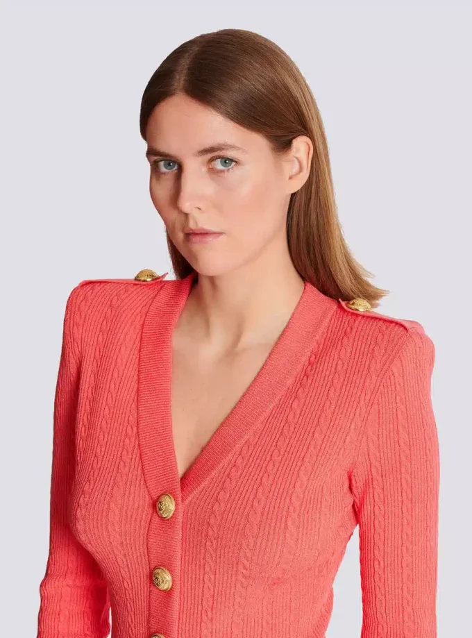 Long-sleeved cable-knit cardigan Long-sleeved cable-knit cardigan