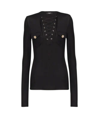 Long-sleeved lace-up top Long-sleeved lace-up top