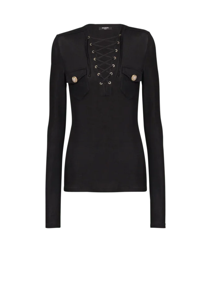 Long-sleeved lace-up top Long-sleeved lace-up top
