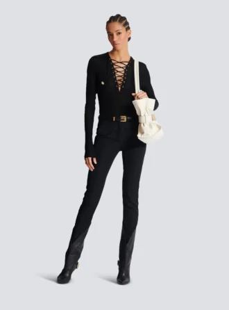 Long-sleeved lace-up top Long-sleeved lace-up top