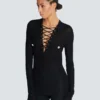 Long-sleeved lace-up top Long-sleeved lace-up top