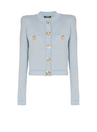 Long-sleeved textured knit cardigan
