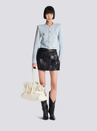 Long-sleeved textured knit cardigan