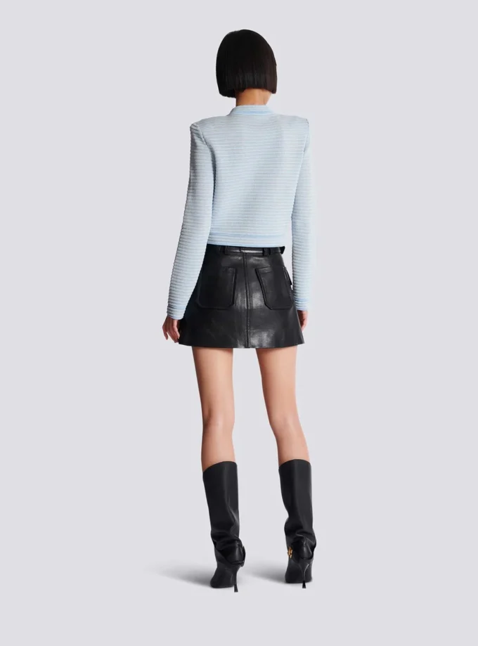 Long-sleeved textured knit cardigan Long-sleeved textured knit cardigan