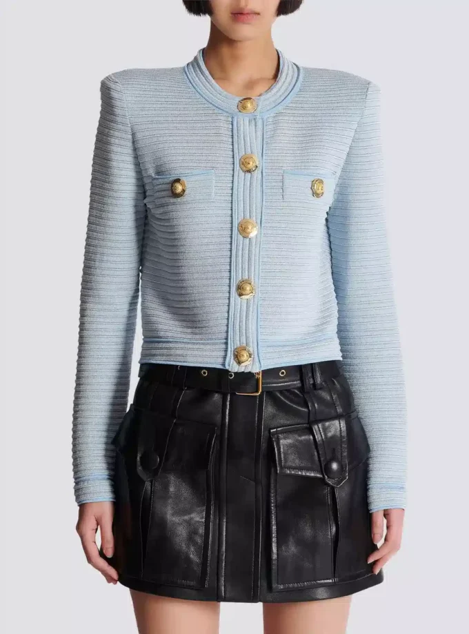 Long-sleeved textured knit cardigan Long-sleeved textured knit cardigan