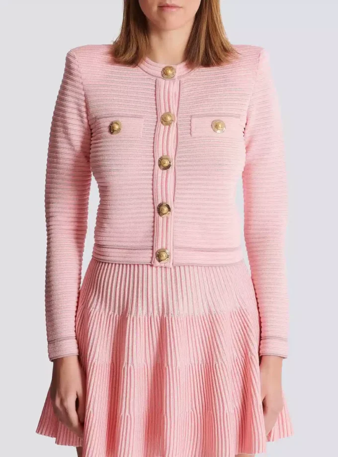 Long-sleeved textured knit cardigan Long-sleeved textured knit cardigan