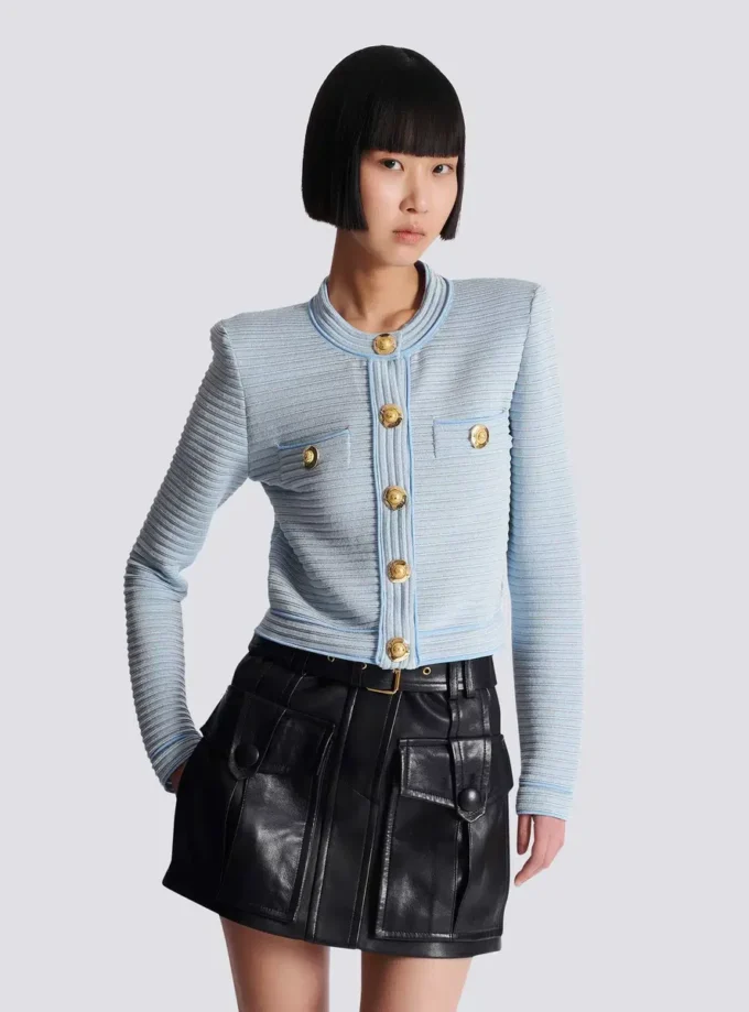 Long-sleeved textured knit cardigan Long-sleeved textured knit cardigan