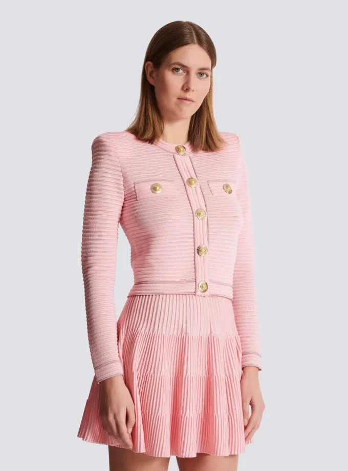 Long-sleeved textured knit cardigan Long-sleeved textured knit cardigan