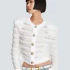 Long-sleeved tweed-effect knit cardigan Long-sleeved tweed-effect knit cardigan