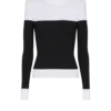 Long-sleeved two-tone knit top Long-sleeved two-tone knit top