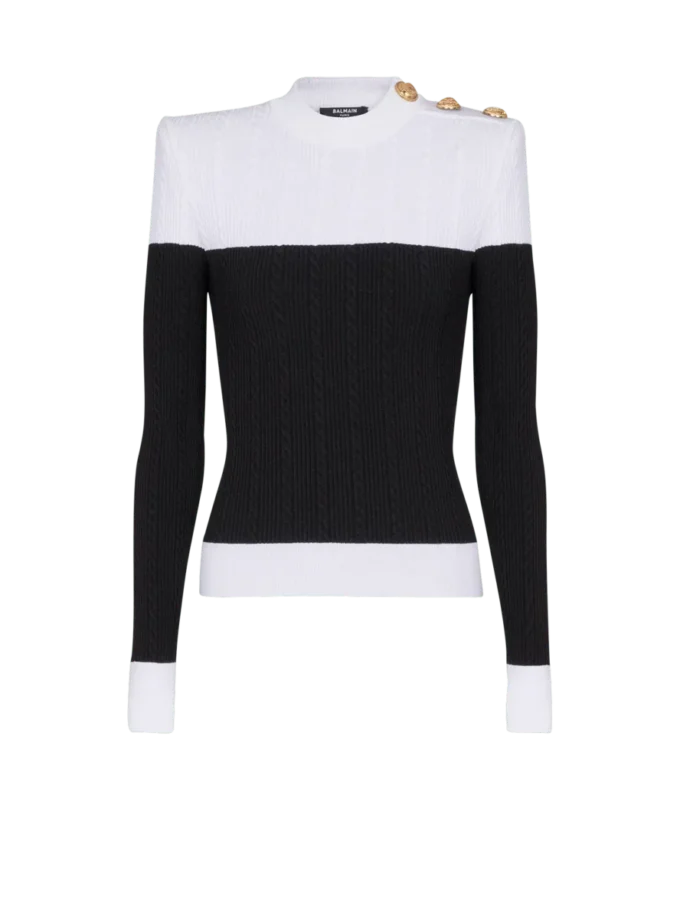 Long-sleeved two-tone knit top Long-sleeved two-tone knit top