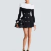 Long-sleeved two-tone knit top Long-sleeved two-tone knit top