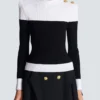 Long-sleeved two-tone knit top Long-sleeved two-tone knit top