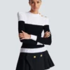 Long-sleeved two-tone knit top Long-sleeved two-tone knit top