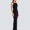 Long sleeveless dress in embroidered velvet Long sleeveless dress in embroidered velvet