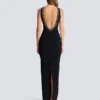 Long sleeveless dress in embroidered velvet Long sleeveless dress in embroidered velvet