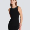 Long sleeveless dress in embroidered velvet Long sleeveless dress in embroidered velvet