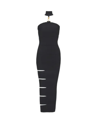 Long sleeveless dress with embellished detail