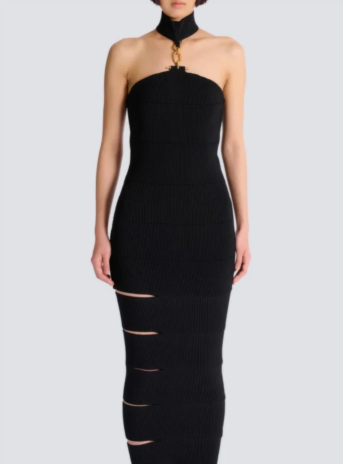 Long sleeveless dress with embellished detail Long sleeveless dress with embellished detail