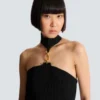 Long sleeveless dress with embellished detail Long sleeveless dress with embellished detail