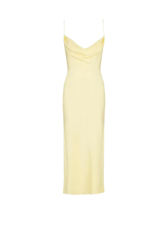 Long strappy dress in silk satin