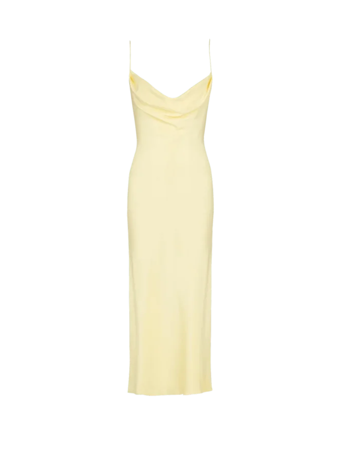 Long strappy dress in silk satin