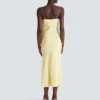 Long strappy dress in silk satin