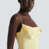 Long strappy dress in silk satin