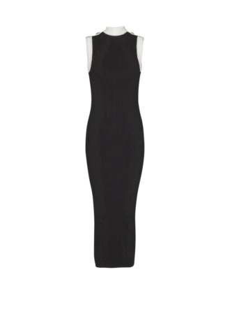 Long two-tone cable-knit dress