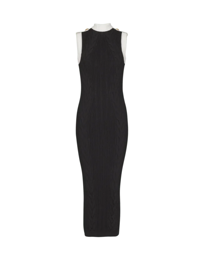 Long two-tone cable-knit dress Long two-tone cable-knit dress