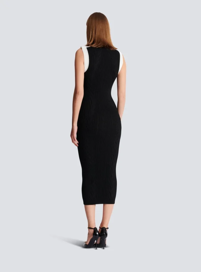 Long two-tone cable-knit dress Long two-tone cable-knit dress