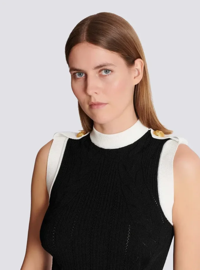 Long two-tone cable-knit dress Long two-tone cable-knit dress