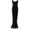 Long velvet dress with embellished straps Long velvet dress with embellished straps
