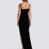 Long velvet dress with embellished straps Long velvet dress with embellished straps