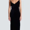 Long velvet dress with embellished straps Long velvet dress with embellished straps