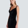 Long velvet dress with embellished straps Long velvet dress with embellished straps