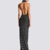 Long velvet halterneck dress with rhinestones Long velvet halterneck dress with rhinestones